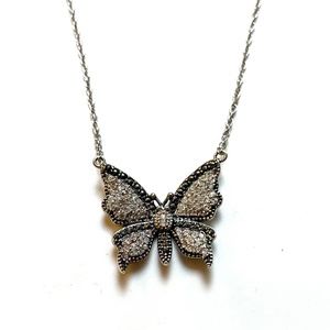 Sterling Silver Marcasite & Crystal Butterfly Necklace